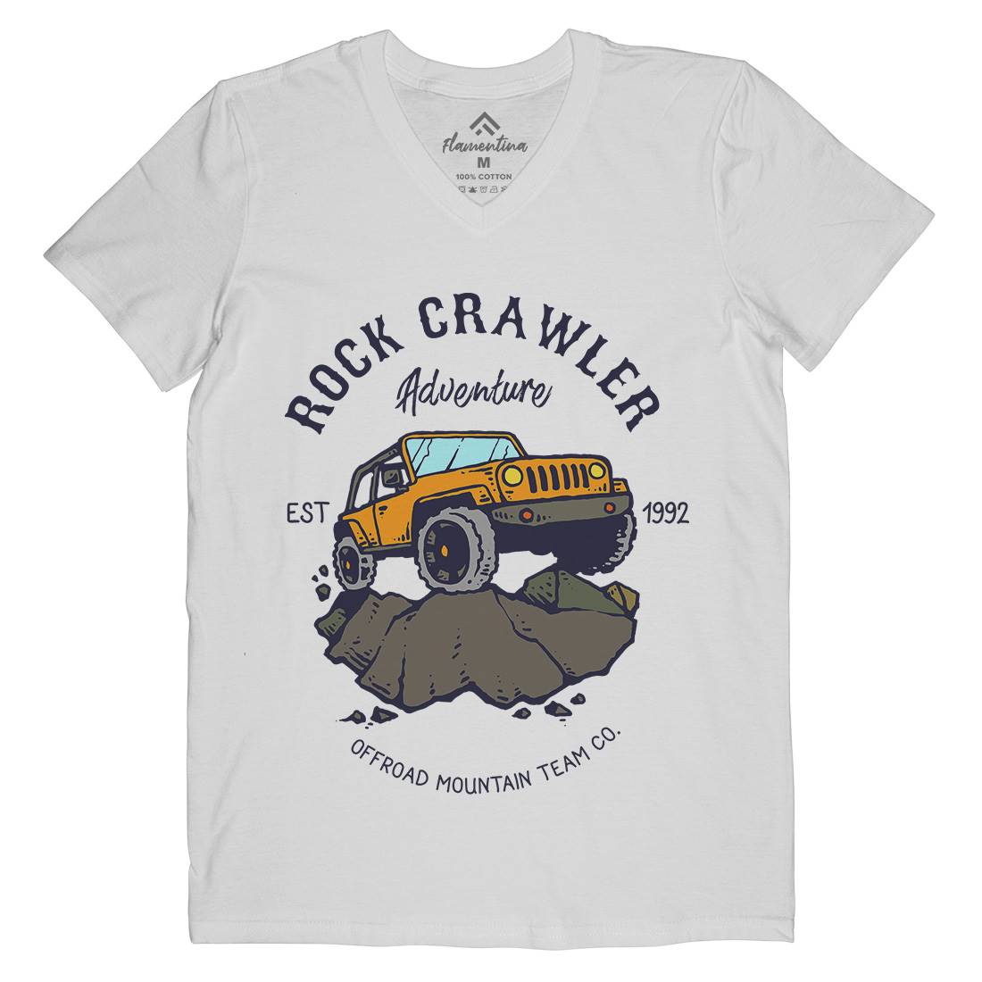 Rock Crawler Adventure Mens Organic V-Neck T-Shirt Cars C763