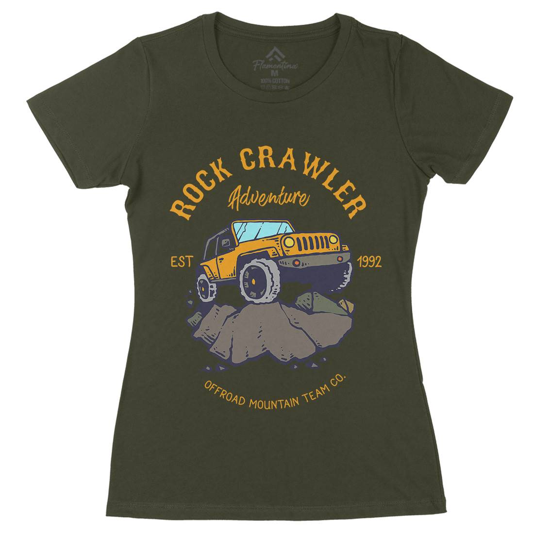 Rock Crawler Adventure Womens Organic Crew Neck T-Shirt Cars C763