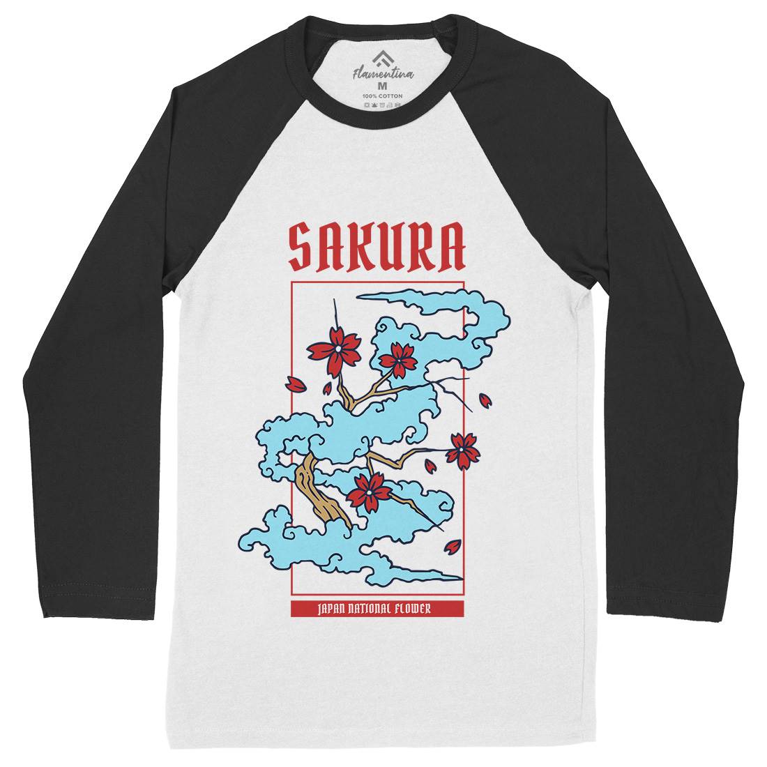 Sakura Mens Long Sleeve Baseball T-Shirt Asian C766