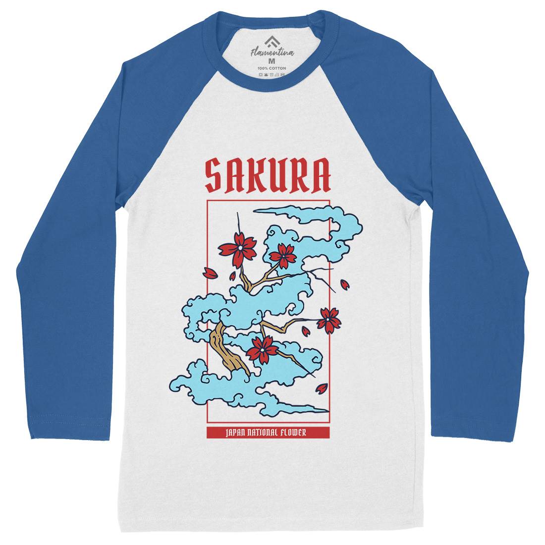 Sakura Mens Long Sleeve Baseball T-Shirt Asian C766