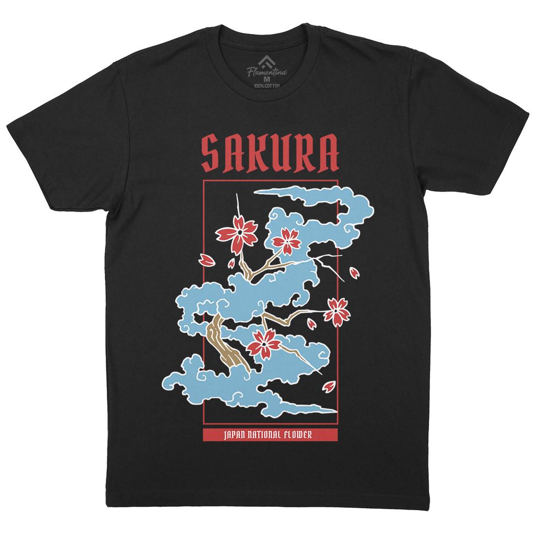 Sakura Mens Organic Crew Neck T-Shirt Asian C766