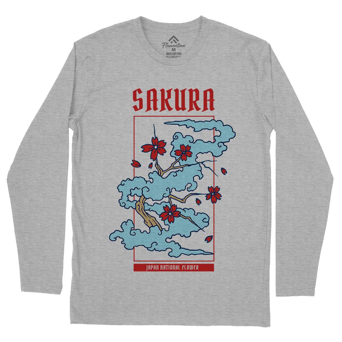 Sakura Mens Long Sleeve T-Shirt Asian C766