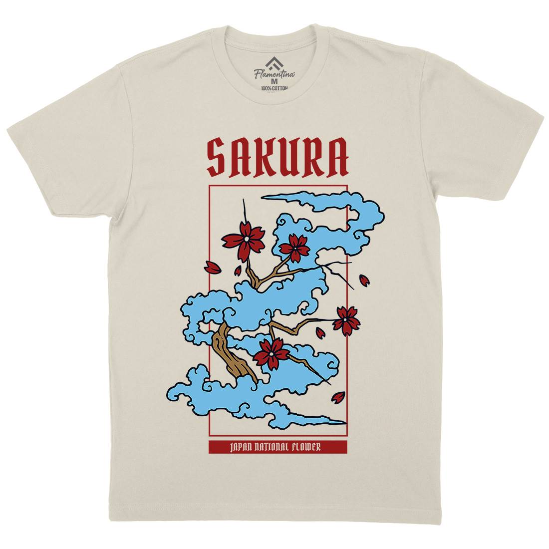Sakura Mens Organic Crew Neck T-Shirt Asian C766
