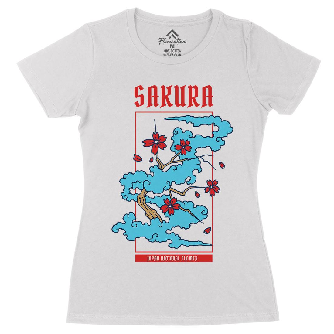 Sakura Womens Organic Crew Neck T-Shirt Asian C766