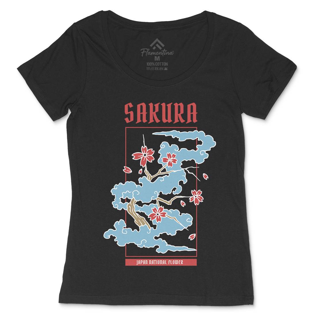 Sakura Womens Scoop Neck T-Shirt Asian C766