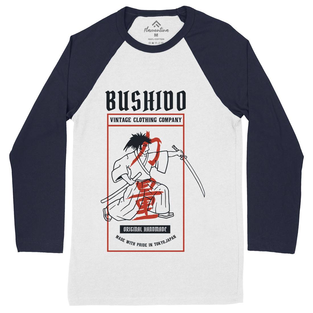 Samurai Mens Long Sleeve Baseball T-Shirt Warriors C768