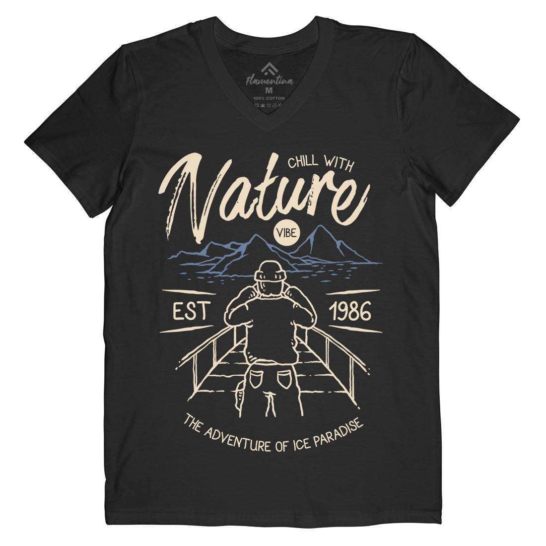 Searching Mens V-Neck T-Shirt Nature C769