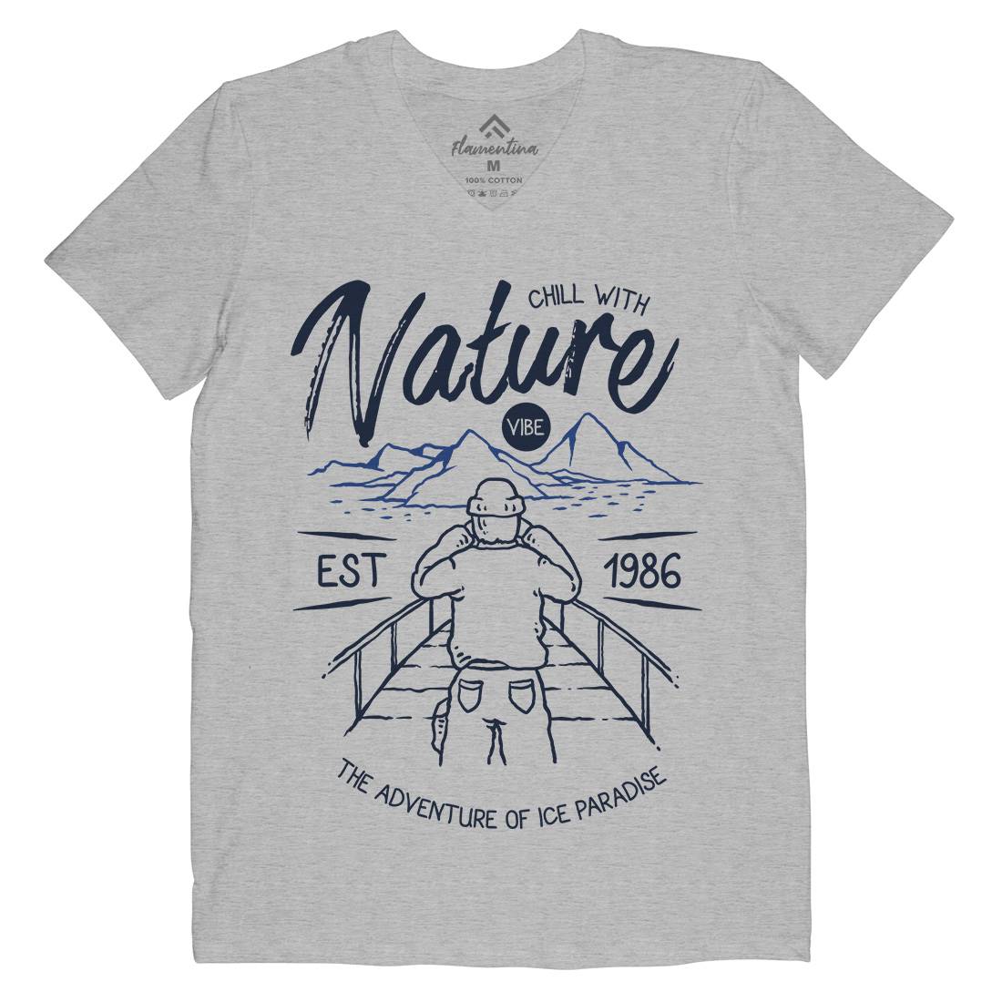 Searching Mens Organic V-Neck T-Shirt Nature C769