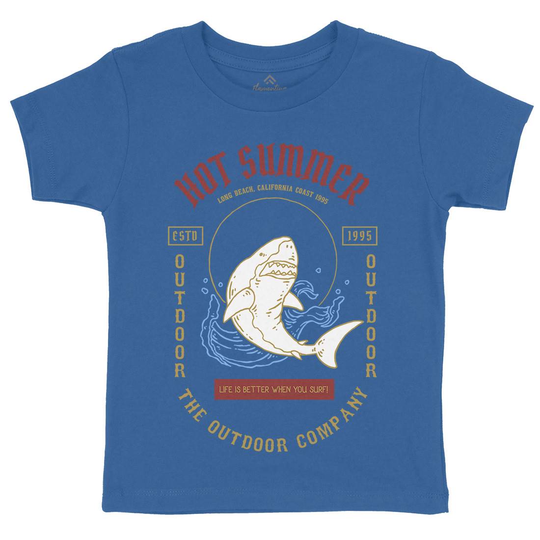 Shark Kids Crew Neck T-Shirt Navy C770