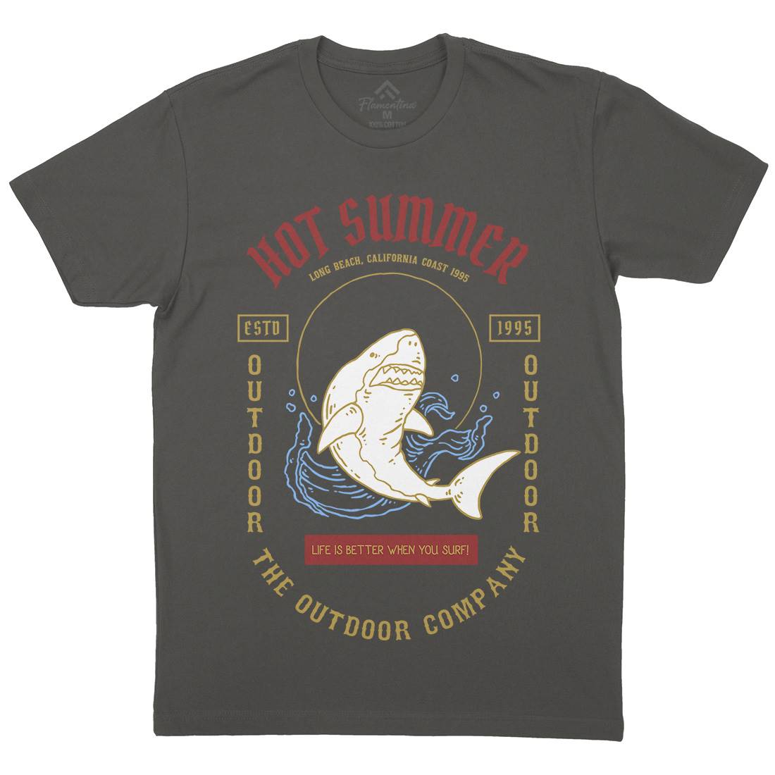 Shark Mens Organic Crew Neck T-Shirt Navy C770