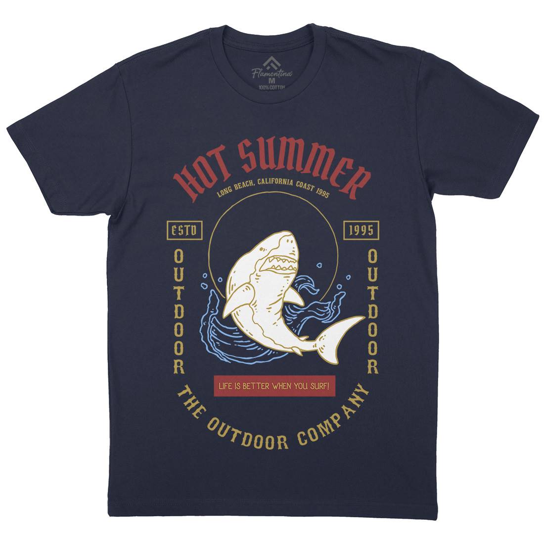 Shark Mens Crew Neck T-Shirt Navy C770
