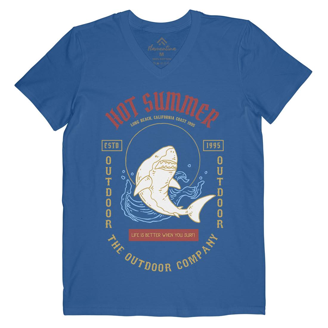 Shark Mens V-Neck T-Shirt Navy C770