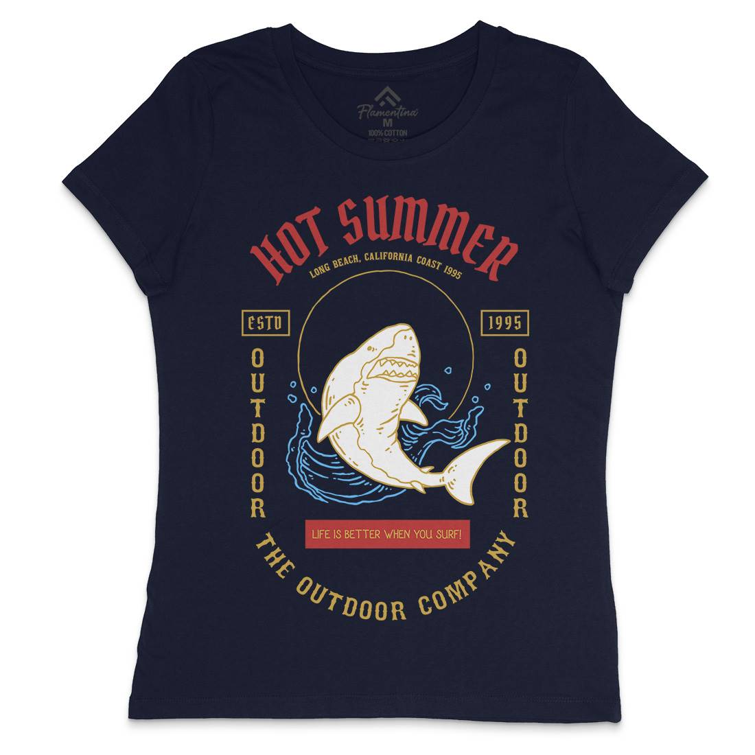 Shark Womens Crew Neck T-Shirt Navy C770