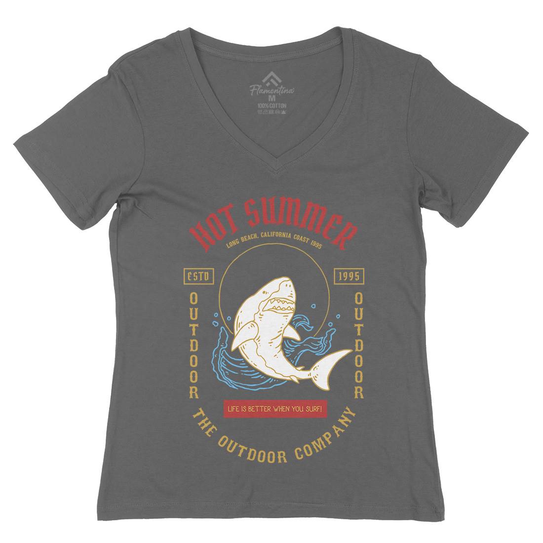 Shark Womens Organic V-Neck T-Shirt Navy C770