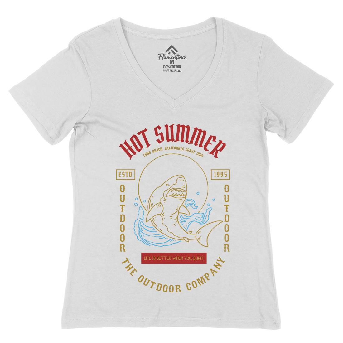 Shark Womens Organic V-Neck T-Shirt Navy C770