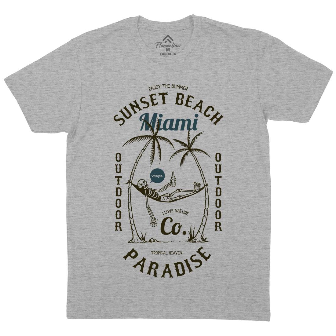 Skull Beach Mens Crew Neck T-Shirt Nature C773
