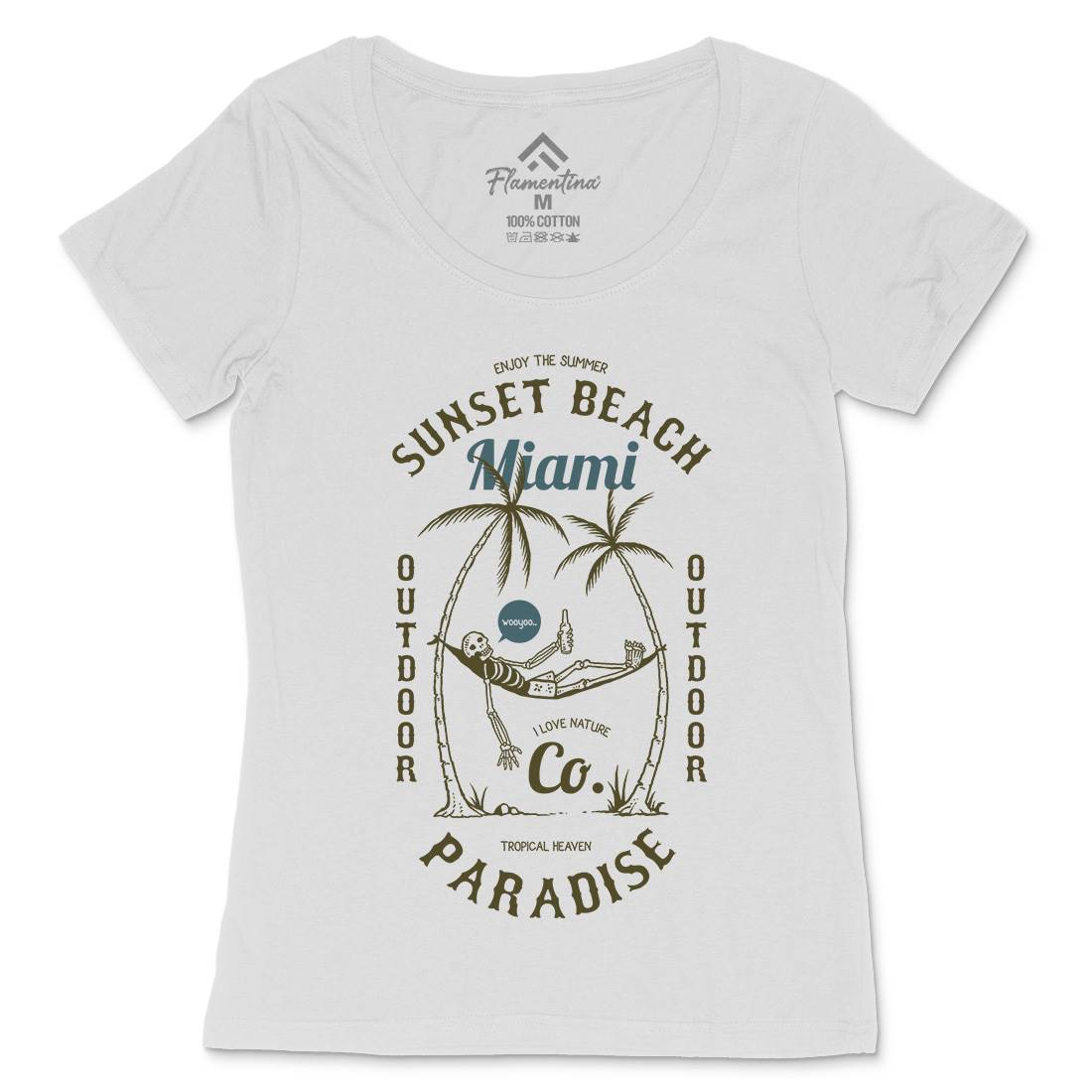 Skull Beach Womens Scoop Neck T-Shirt Nature C773
