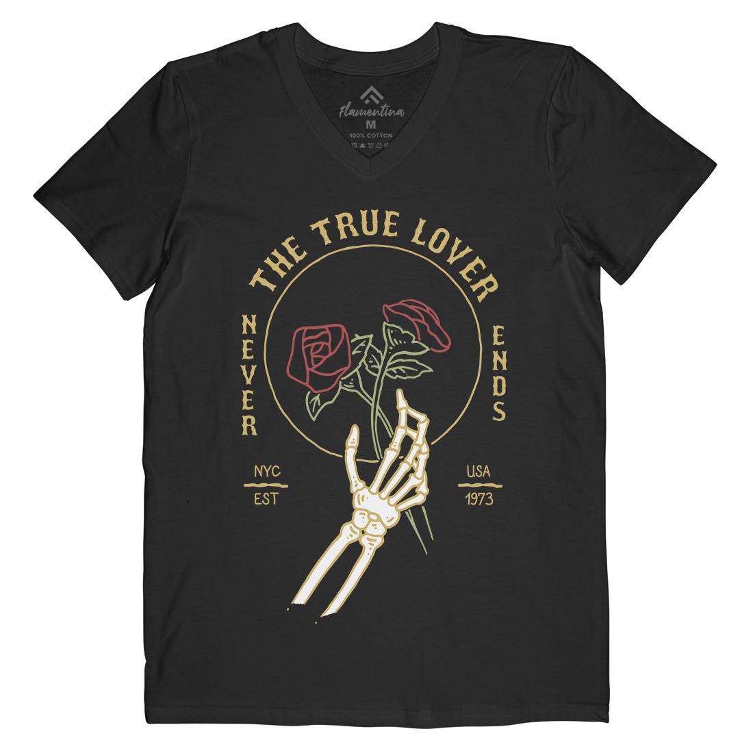 Skull Hand Mens Organic V-Neck T-Shirt Retro C774