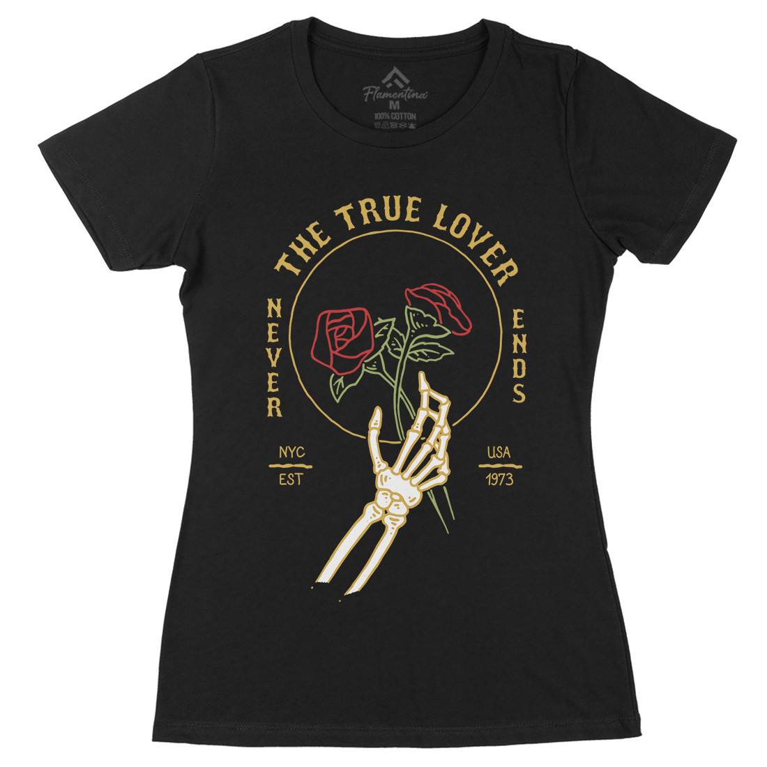 Skull Hand Womens Organic Crew Neck T-Shirt Retro C774