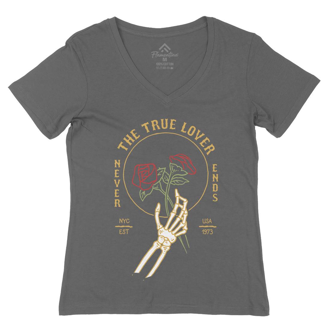 Skull Hand Womens Organic V-Neck T-Shirt Retro C774