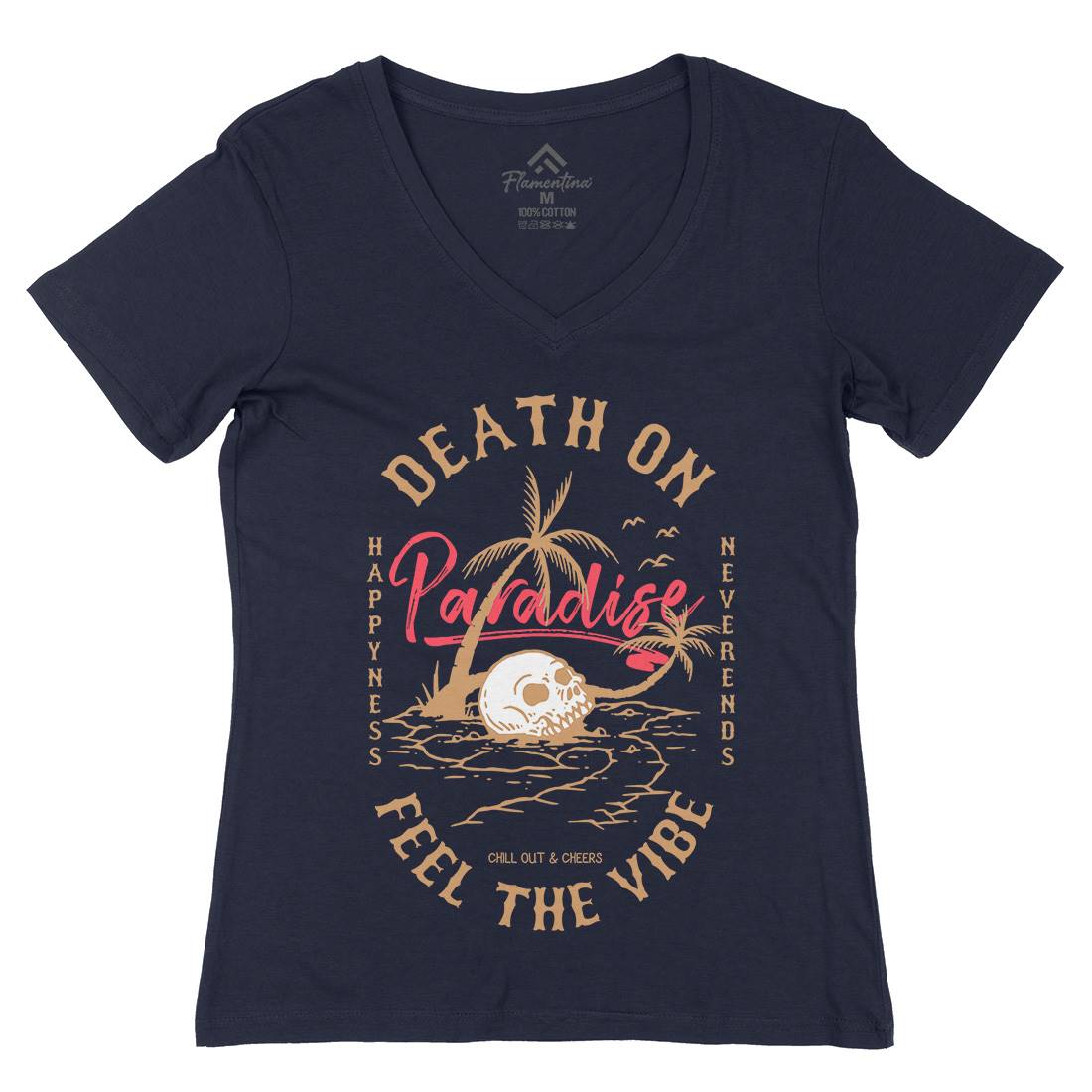 Skull Island Womens Organic V-Neck T-Shirt Nature C775