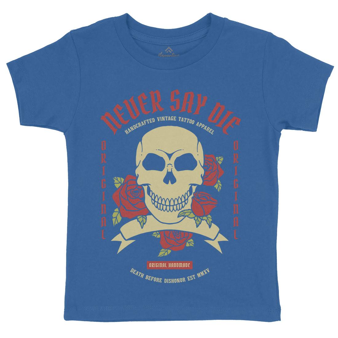Skull Rose Kids Crew Neck T-Shirt Retro C776