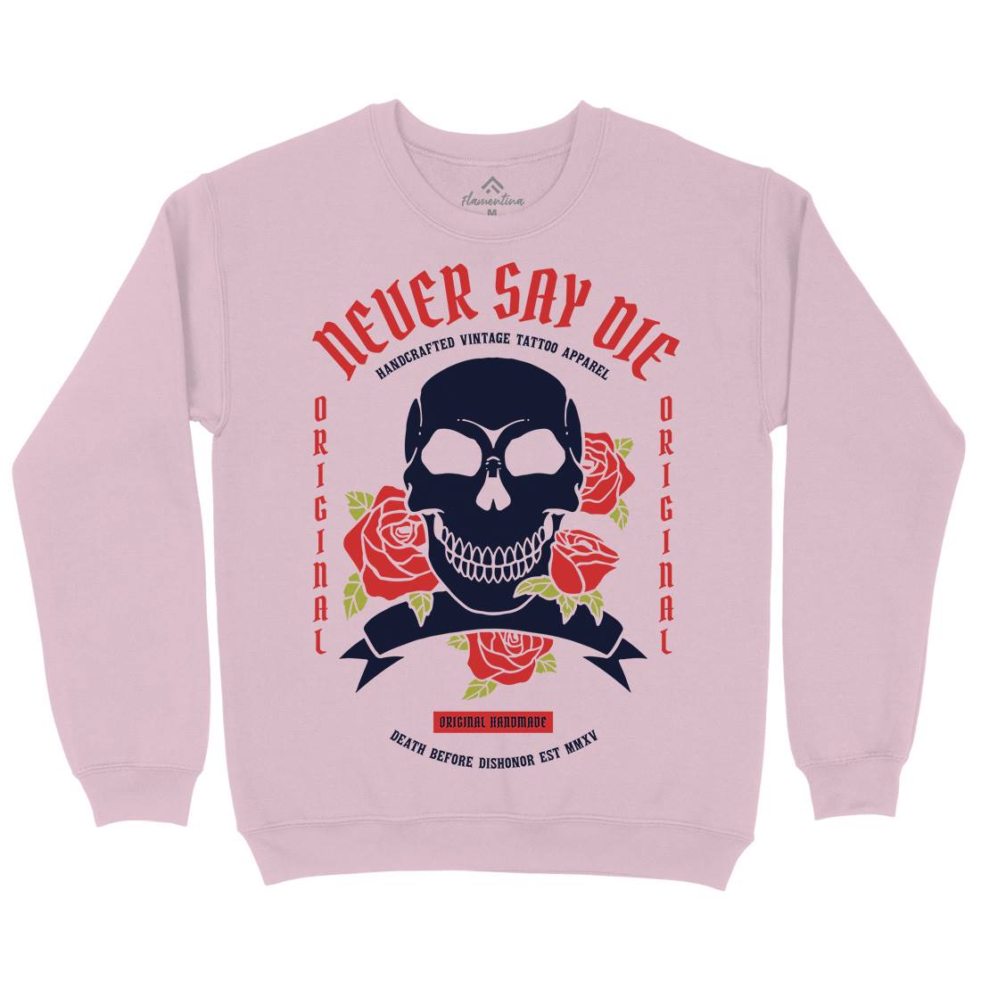 Skull Rose Kids Crew Neck Sweatshirt Retro C776