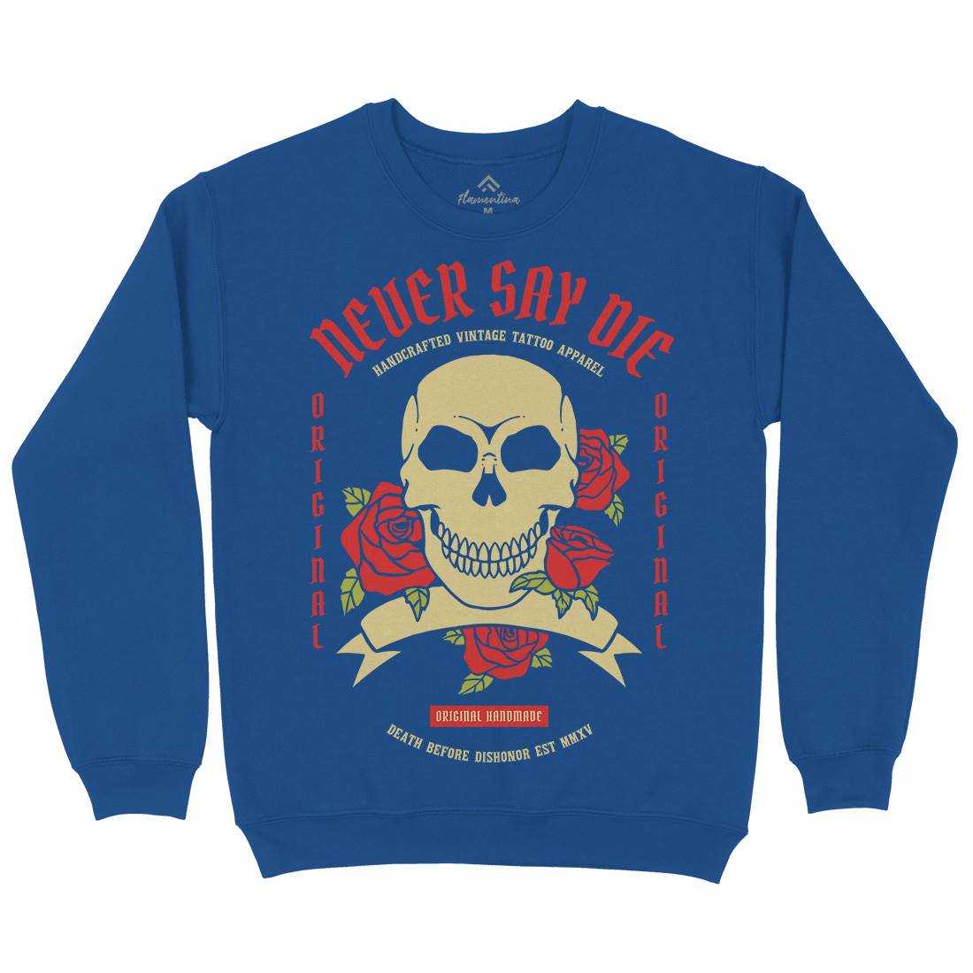 Skull Rose Mens Crew Neck Sweatshirt Retro C776