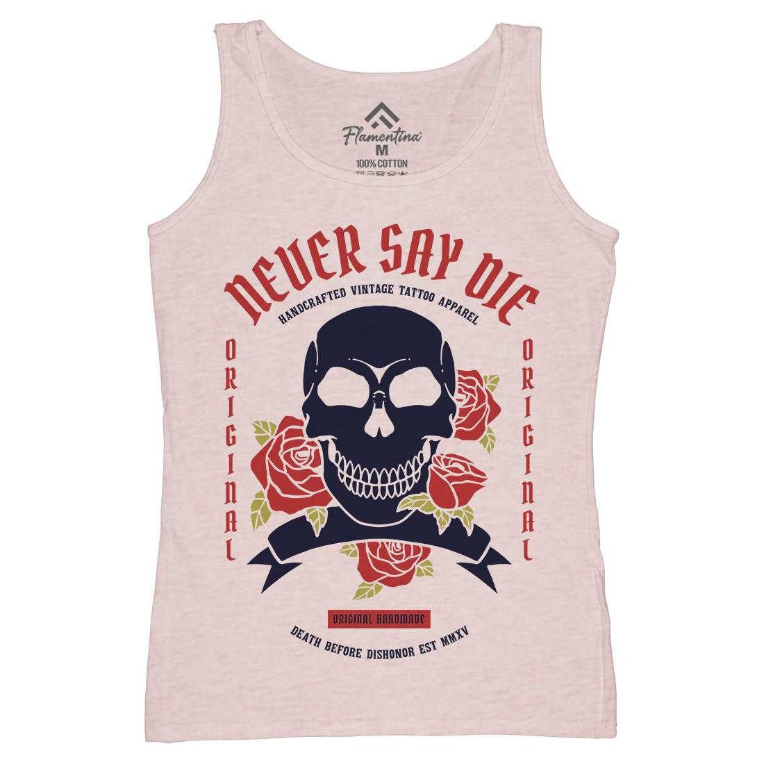 Skull Rose Womens Organic Tank Top Vest Retro C776