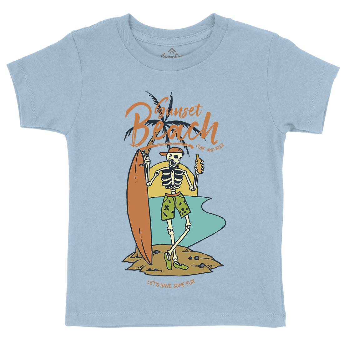 Skull And Beer Kids Organic Crew Neck T-Shirt Surf C777