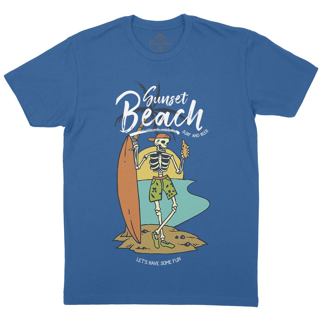 Skull And Beer Mens Crew Neck T-Shirt Surf C777