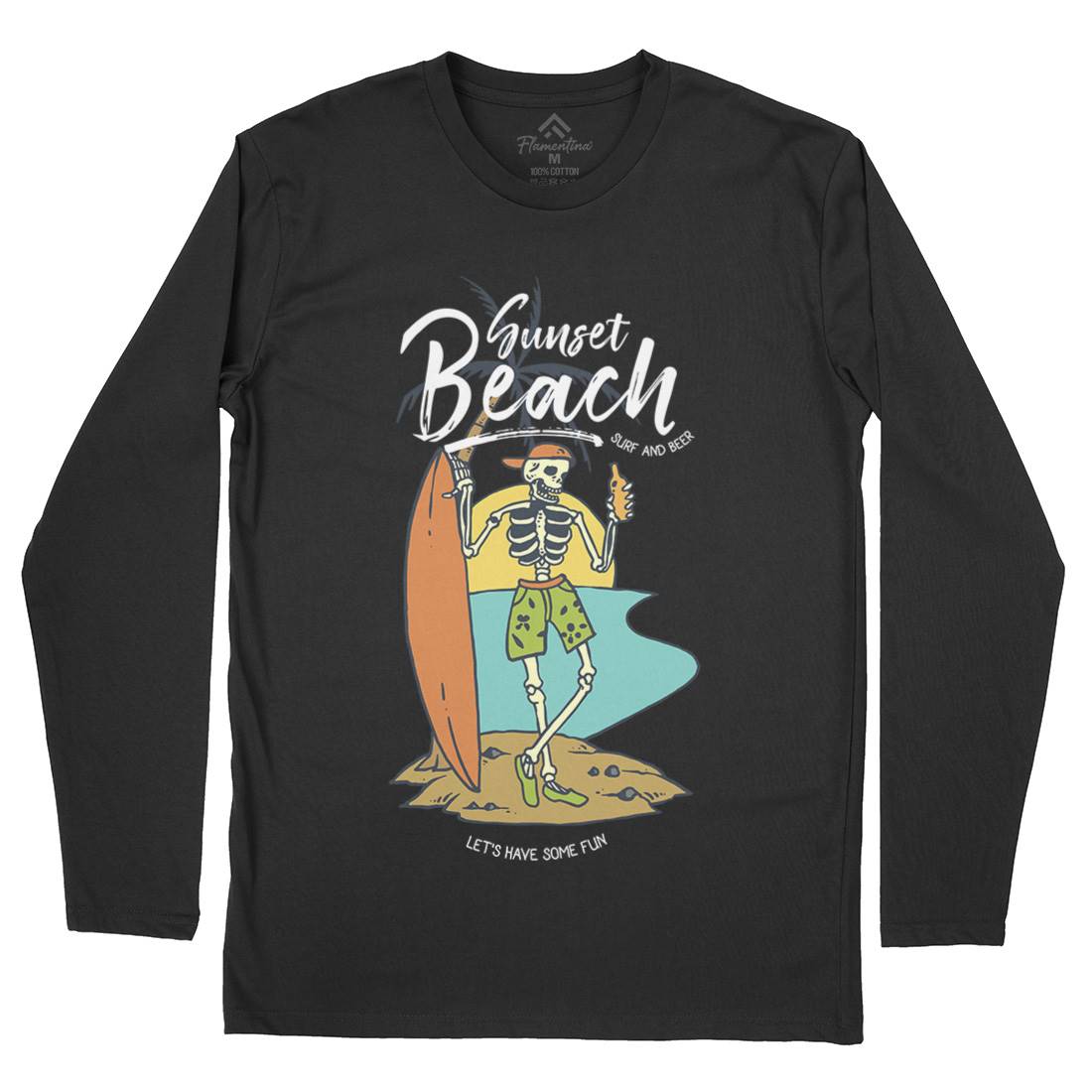 Skull And Beer Mens Long Sleeve T-Shirt Surf C777