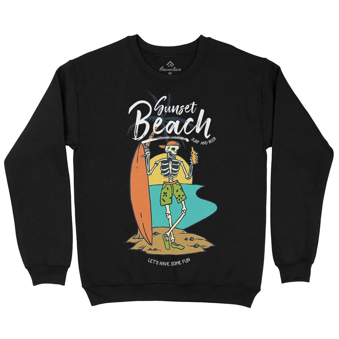 Skull And Beer Mens Crew Neck Sweatshirt Surf C777