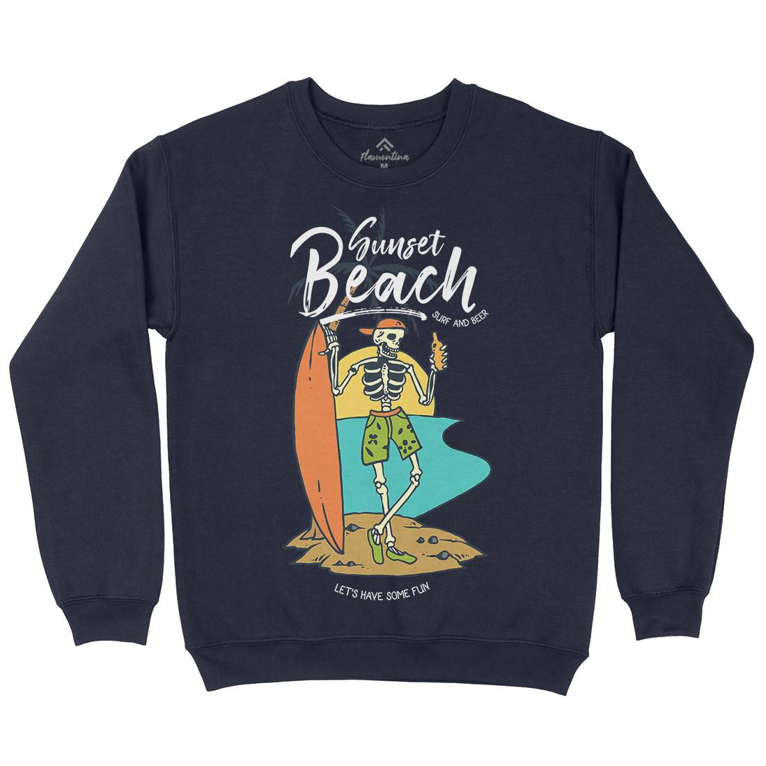 Skull And Beer Mens Crew Neck Sweatshirt Surf C777