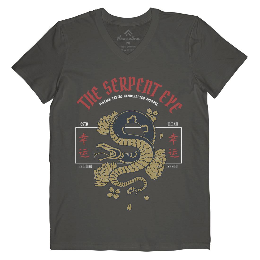 Snake Mens V-Neck T-Shirt Asian C778