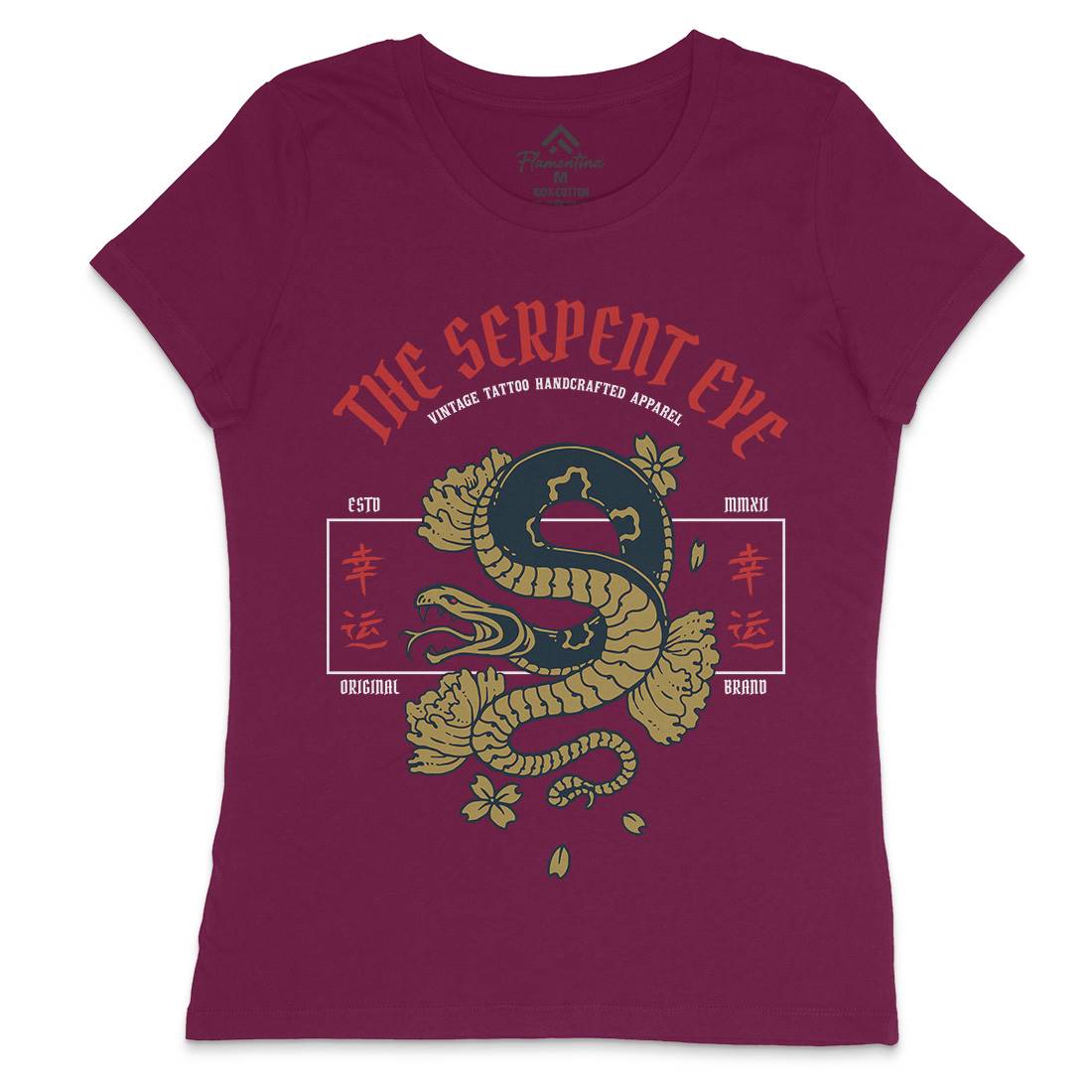 Snake Womens Crew Neck T-Shirt Asian C778