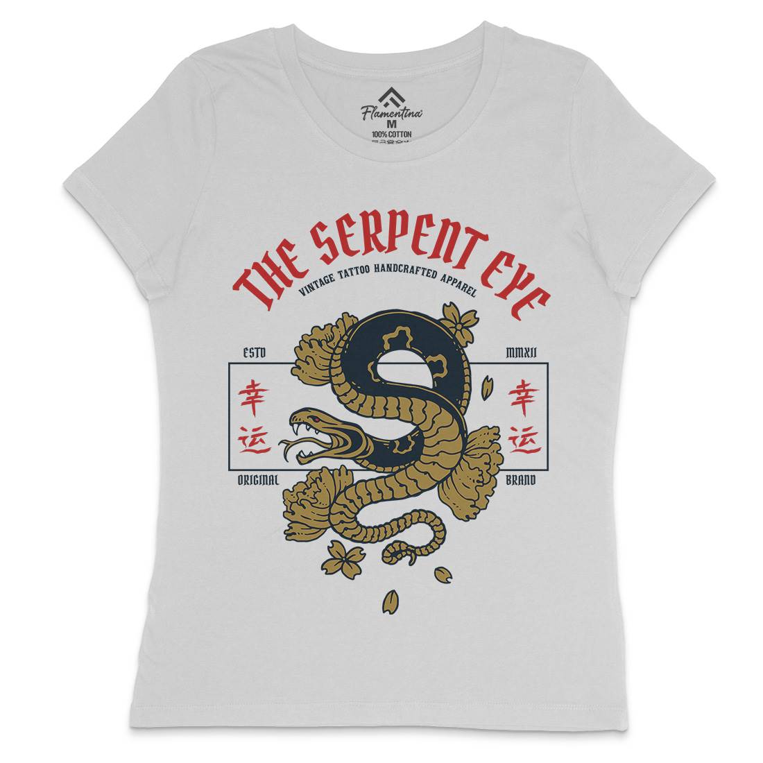 Snake Womens Crew Neck T-Shirt Asian C778