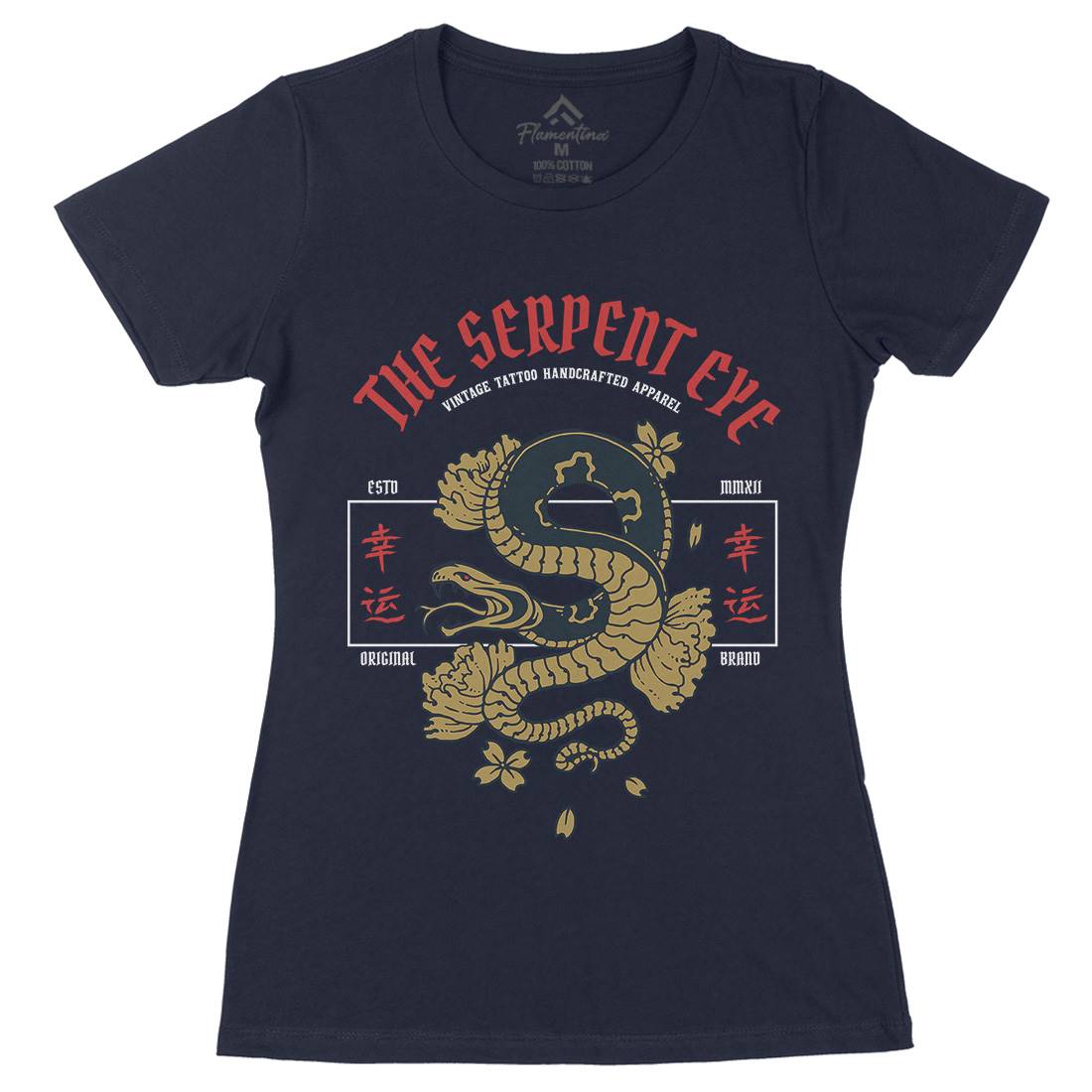 Snake Womens Organic Crew Neck T-Shirt Asian C778