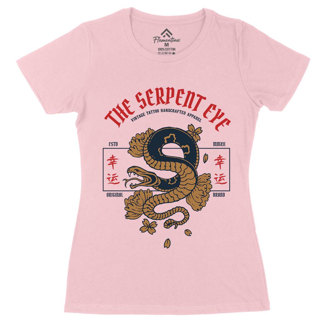Snake Womens Organic Crew Neck T-Shirt Asian C778