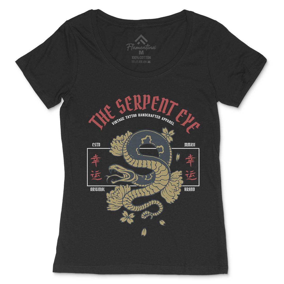 Snake Womens Scoop Neck T-Shirt Asian C778