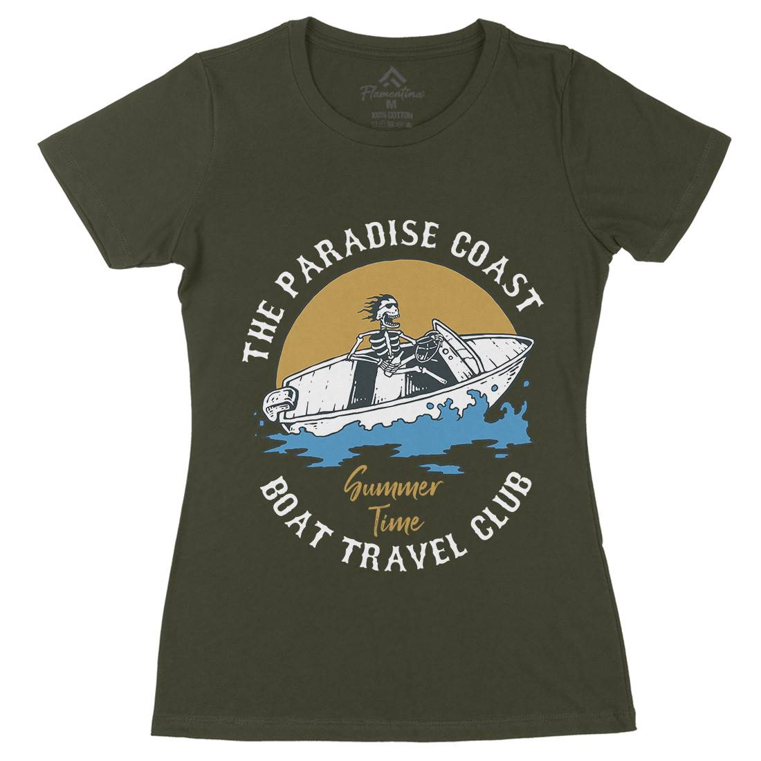 Speed Boat Womens Organic Crew Neck T-Shirt Holiday C779