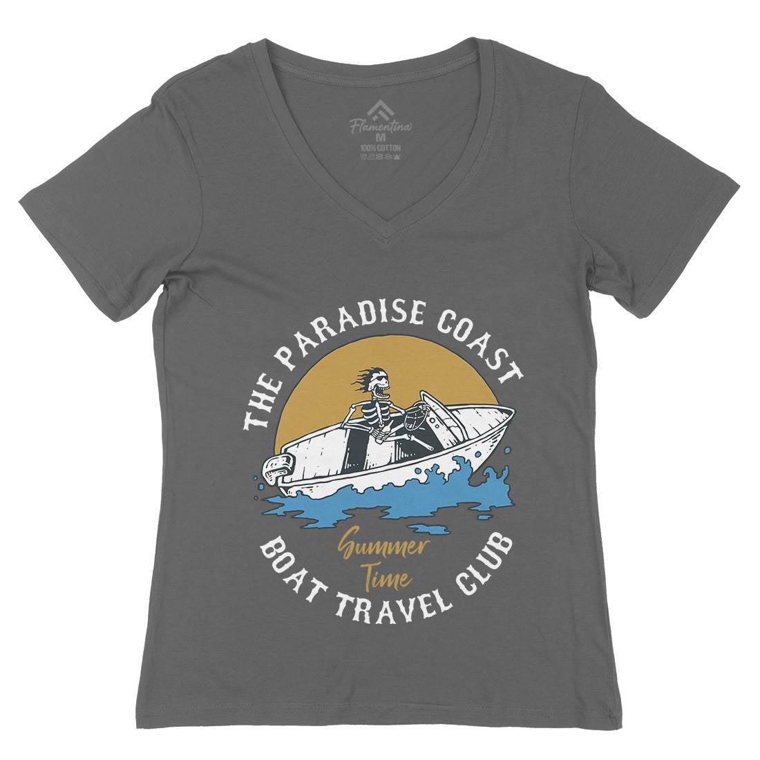 Speed Boat Womens Organic V-Neck T-Shirt Holiday C779