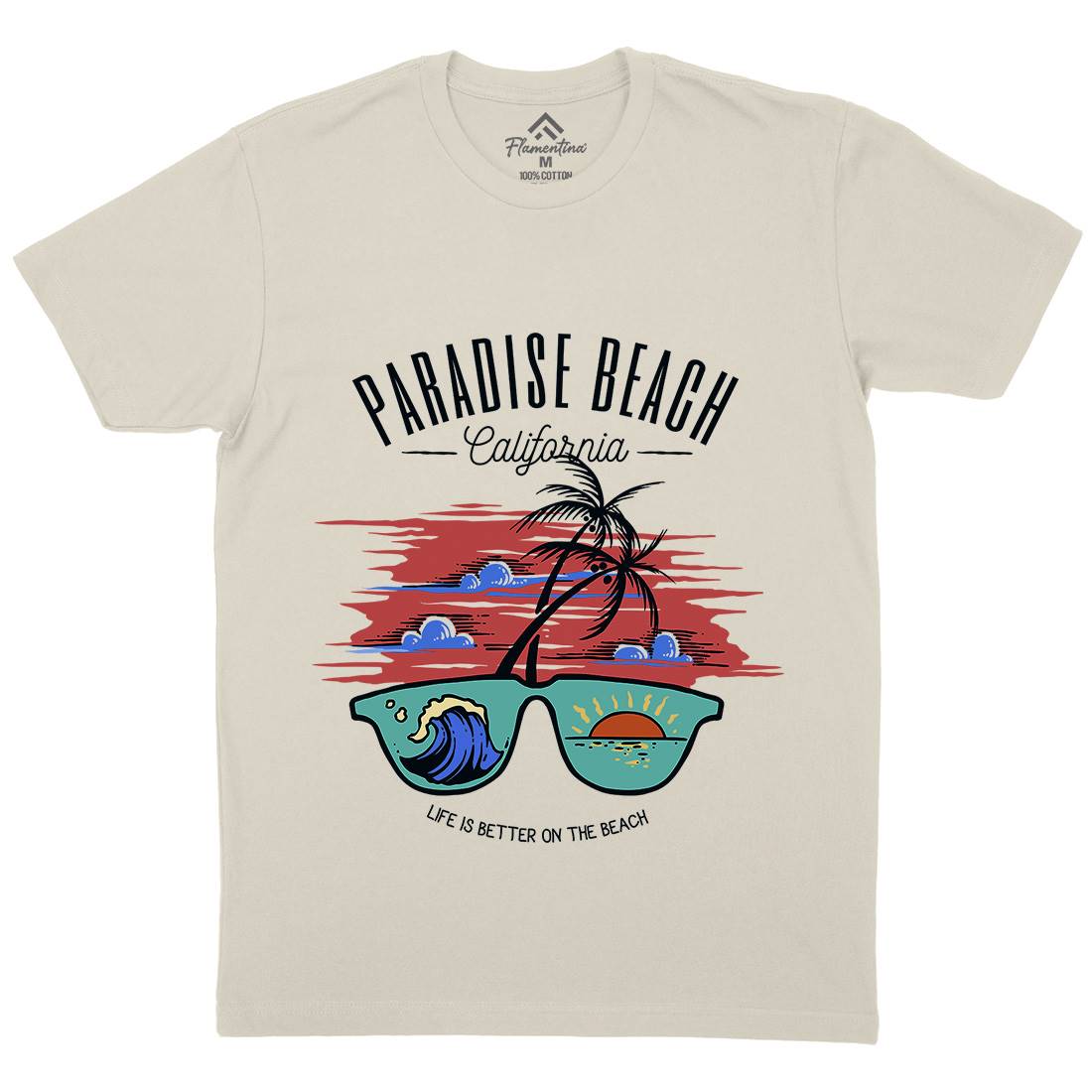 Sunglass Beach Mens Organic Crew Neck T-Shirt Holiday C780