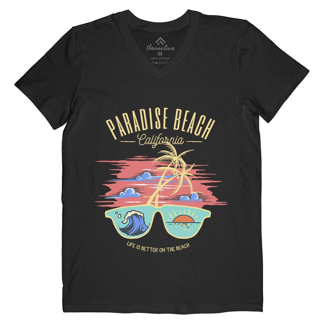 Sunglass Beach Mens V-Neck T-Shirt Holiday C780