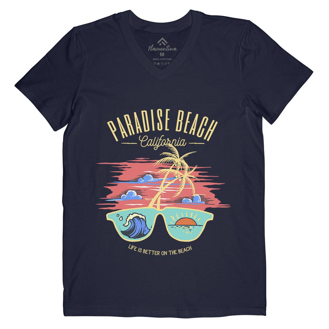 Sunglass Beach Mens Organic V-Neck T-Shirt Holiday C780