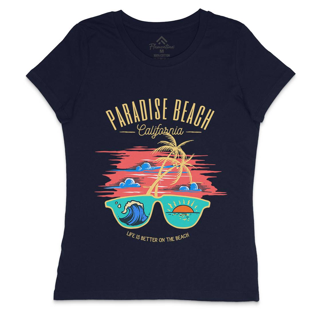 Sunglass Beach Womens Crew Neck T-Shirt Holiday C780