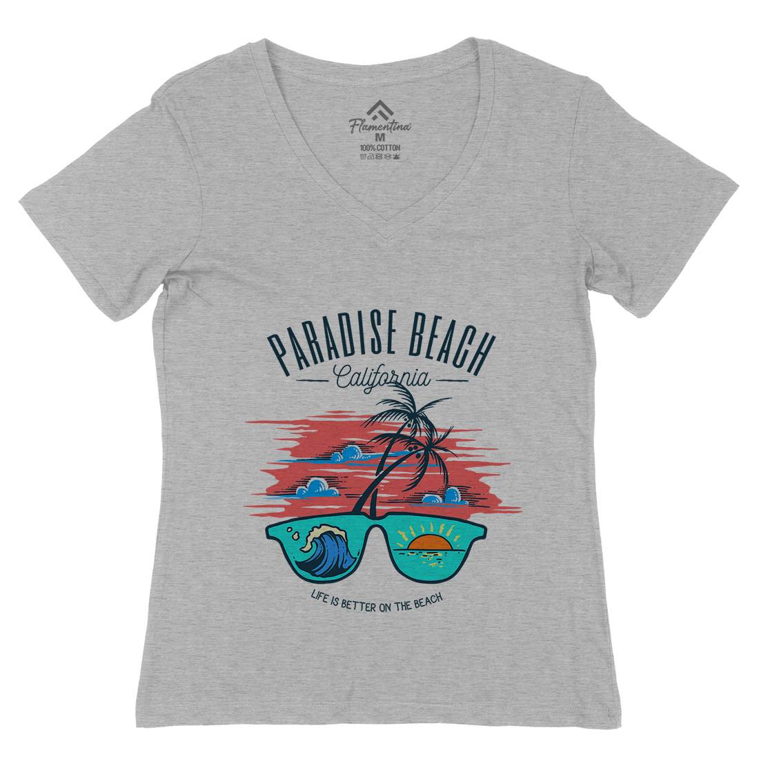 Sunglass Beach Womens Organic V-Neck T-Shirt Holiday C780