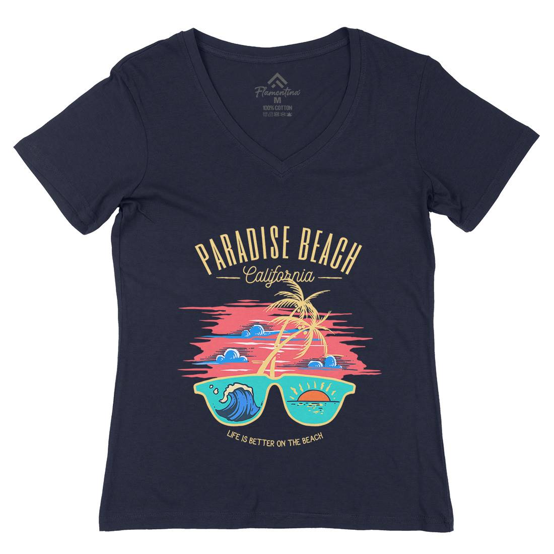 Sunglass Beach Womens Organic V-Neck T-Shirt Holiday C780