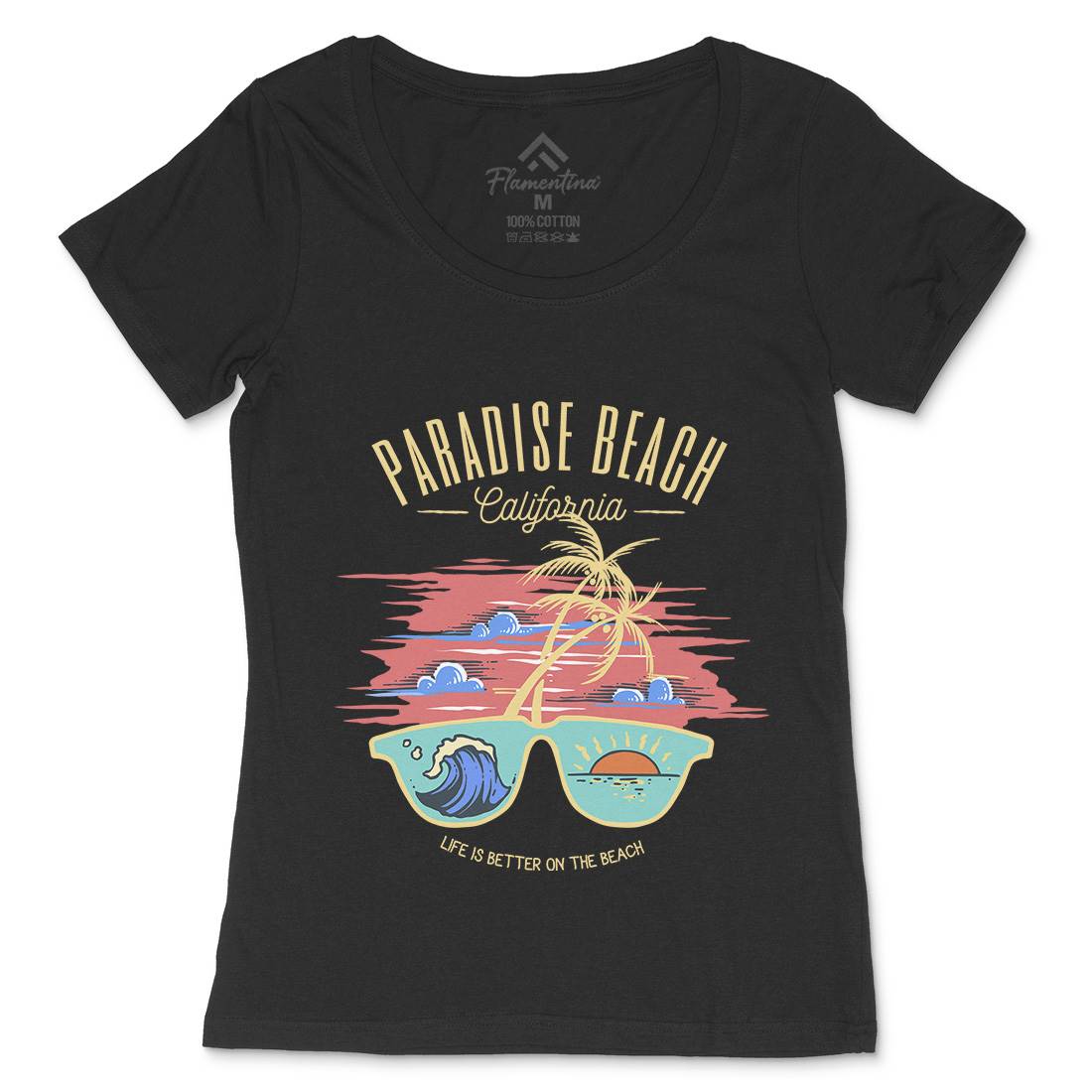 Sunglass Beach Womens Scoop Neck T-Shirt Holiday C780