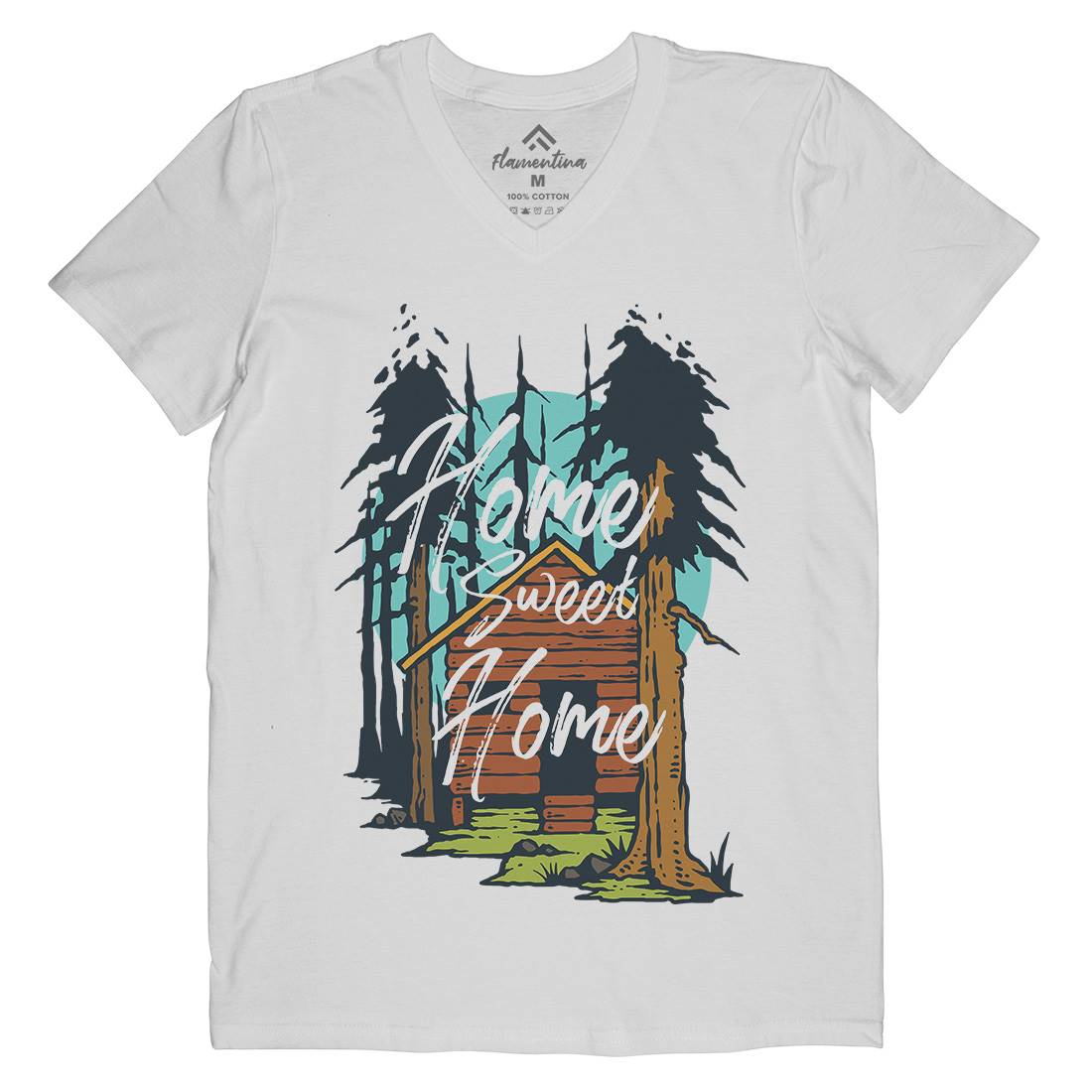 The Cabin Mens Organic V-Neck T-Shirt Nature C785